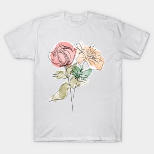 Peonies & lisianthus botanical illustration T-Shirt